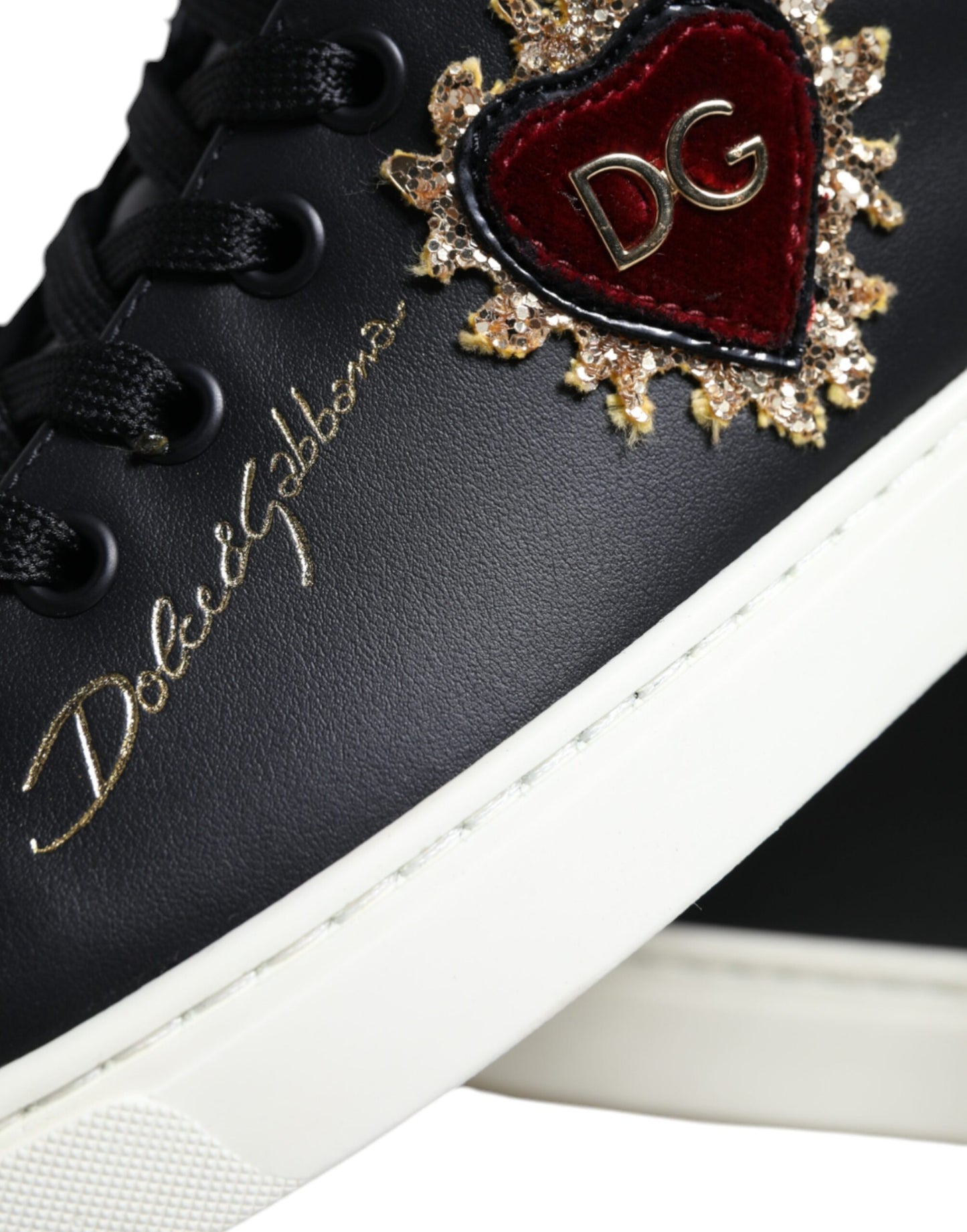 Dolce & Gabbana Black Portofino Sacred Heart Sneakers Shoes EU36 / US6