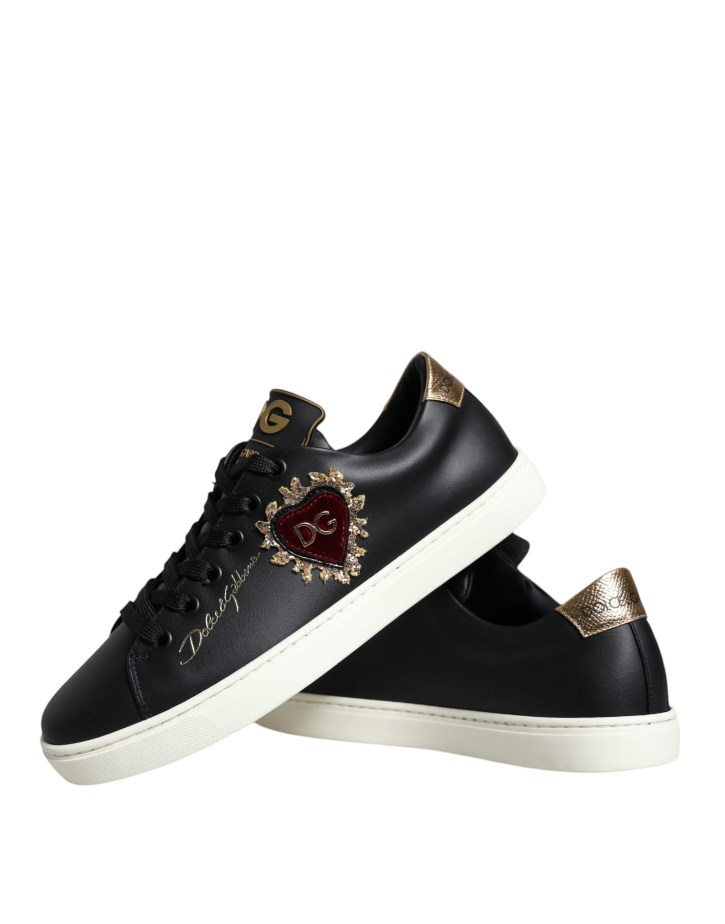 Dolce & Gabbana Black Portofino Sacred Heart Sneakers Shoes EU36 / US6