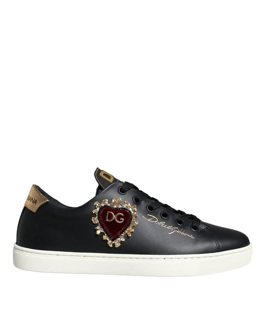 Dolce & Gabbana Black Portofino Sacred Heart Sneakers Shoes EU36 / US6