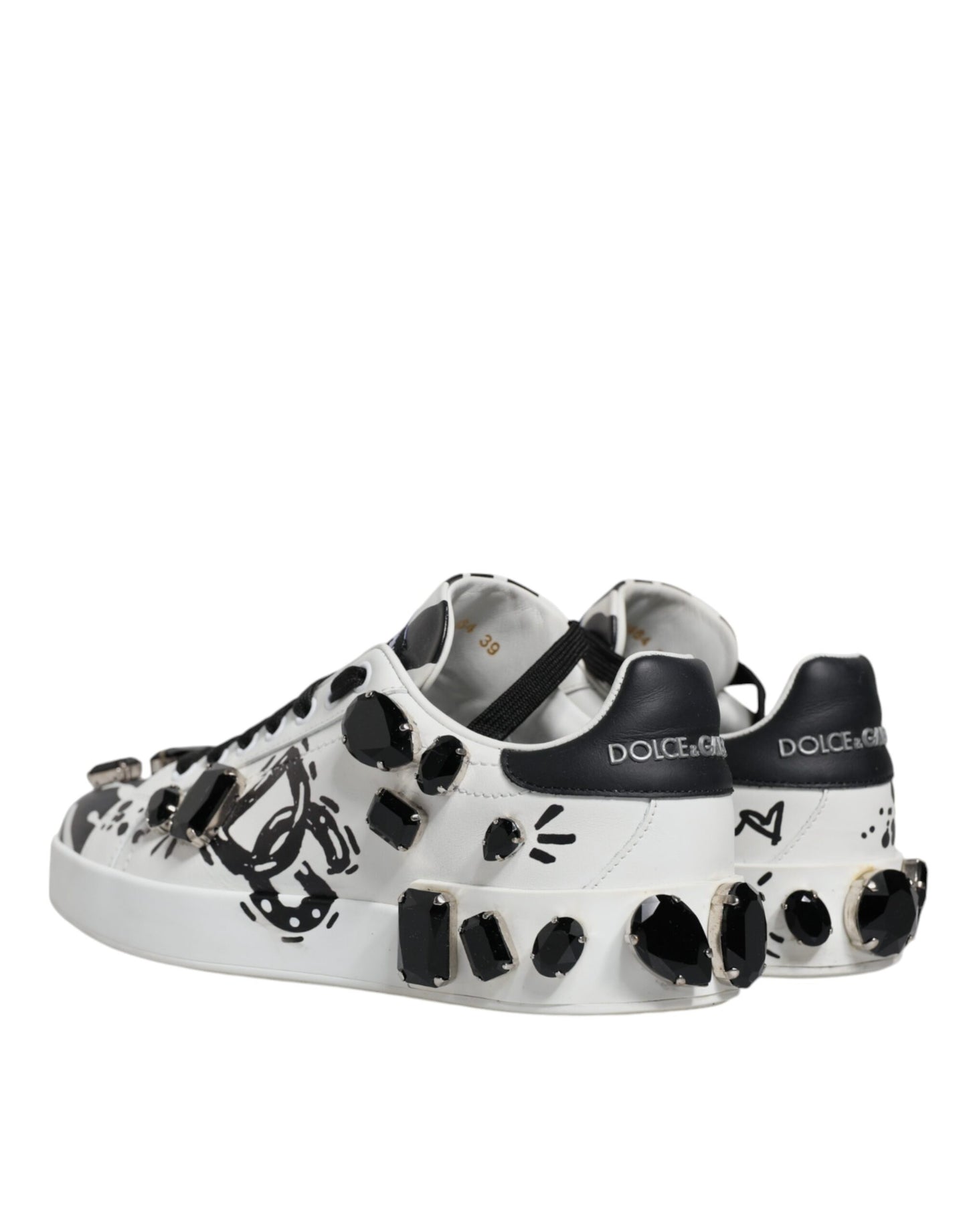 Dolce & Gabbana White Crystal Portofino Low Top Sneaker Shoes EU39 / US9