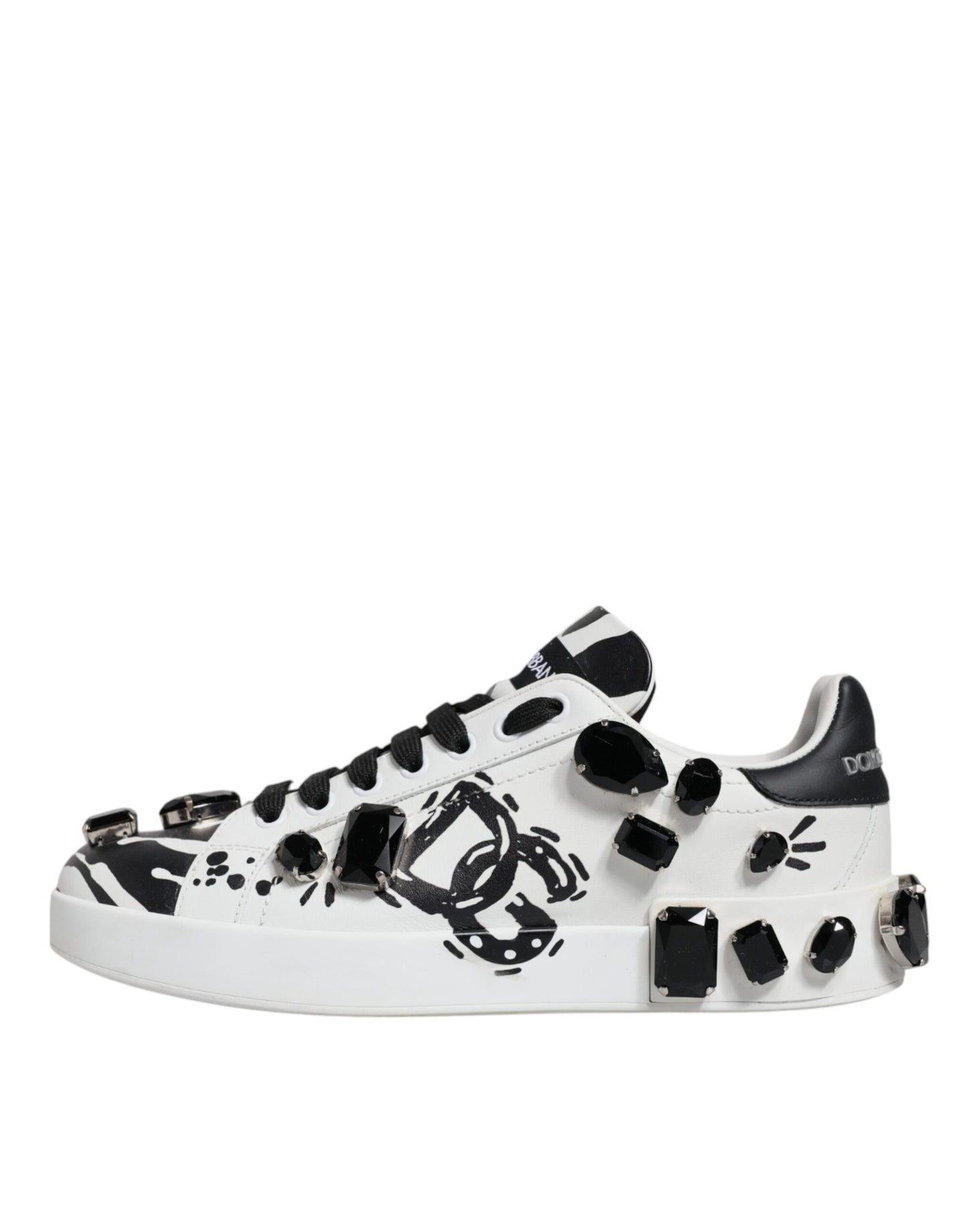 Dolce & Gabbana White Crystal Portofino Low Top Sneaker Shoes EU39 / US9