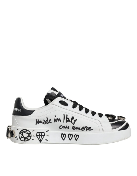 Dolce & Gabbana White Crystal Portofino Low Top Sneaker Shoes EU39 / US9