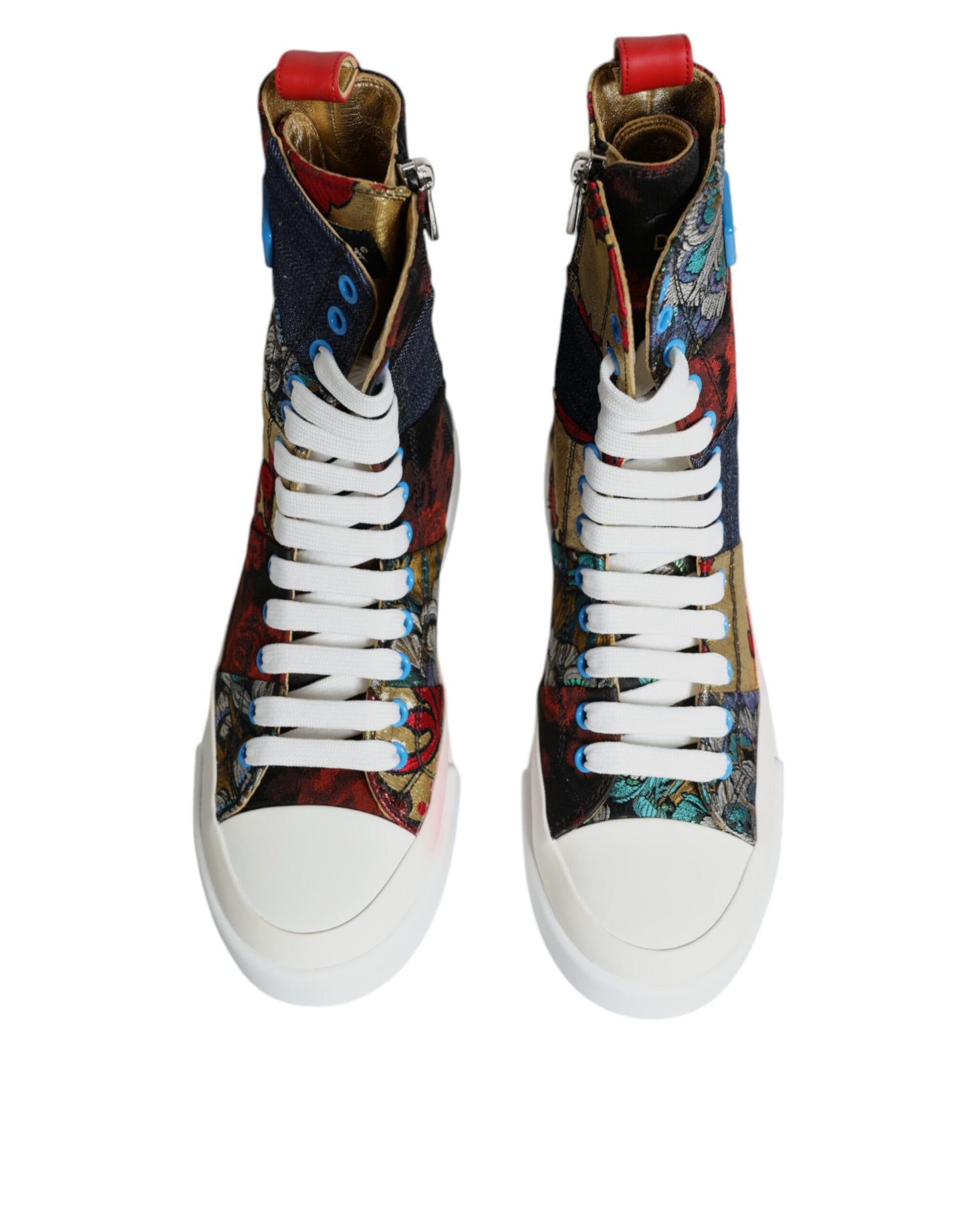 Dolce & Gabbana Multicolor Patchwork Logo High Top Sneakers Shoes EU37 / US7