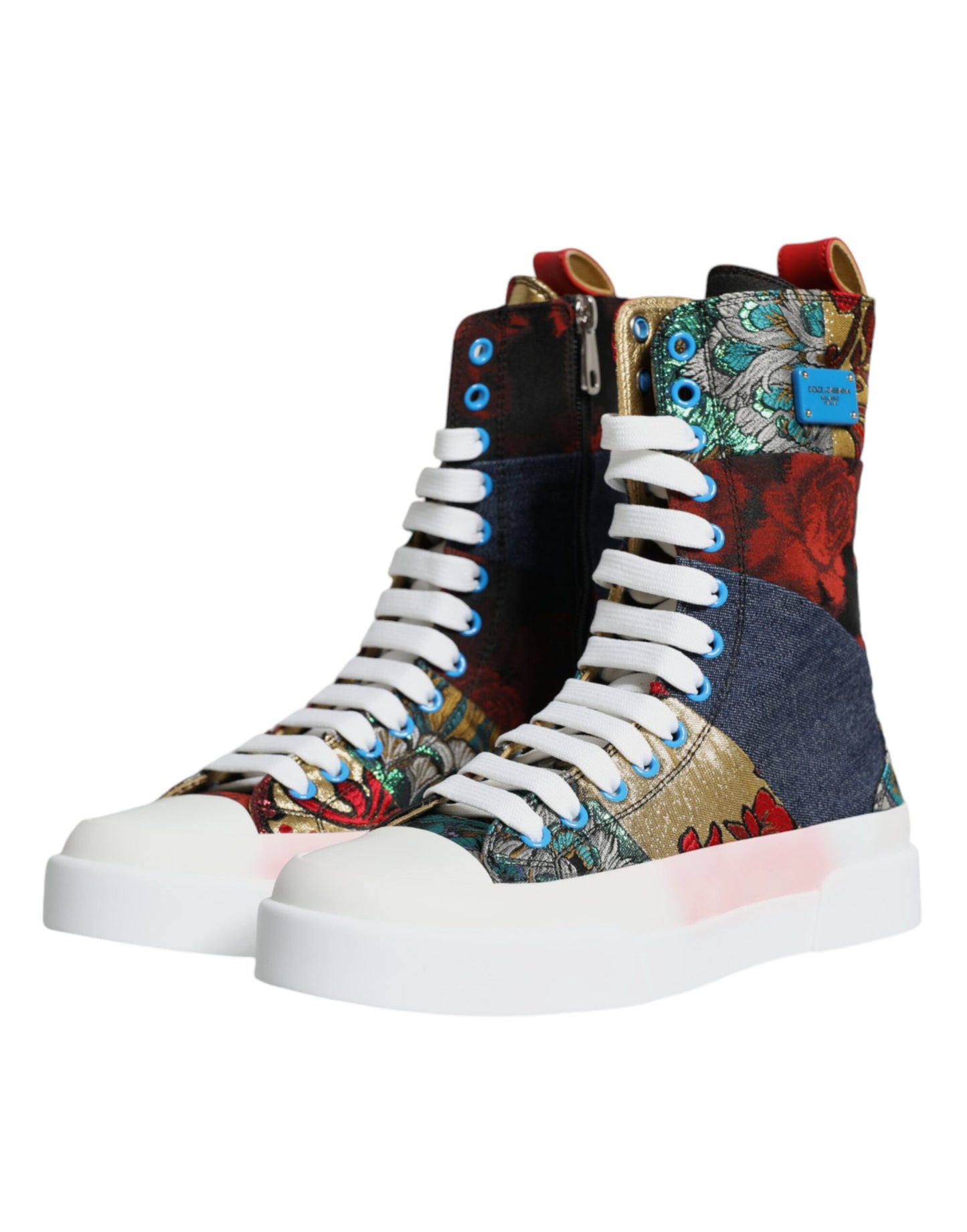 Dolce & Gabbana Multicolor Patchwork Logo High Top Sneakers Shoes EU37 / US7