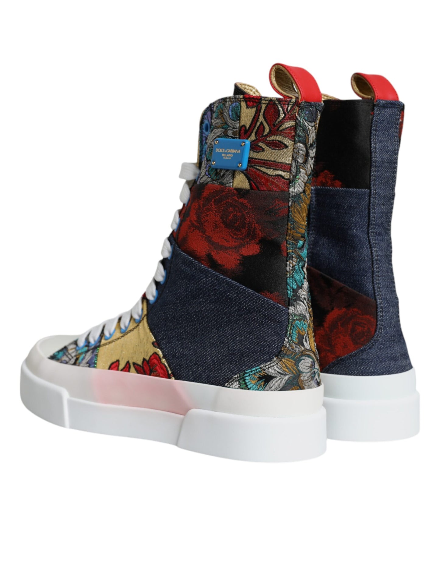 Dolce & Gabbana Multicolor Patchwork Logo High Top Sneakers Shoes EU37 / US7