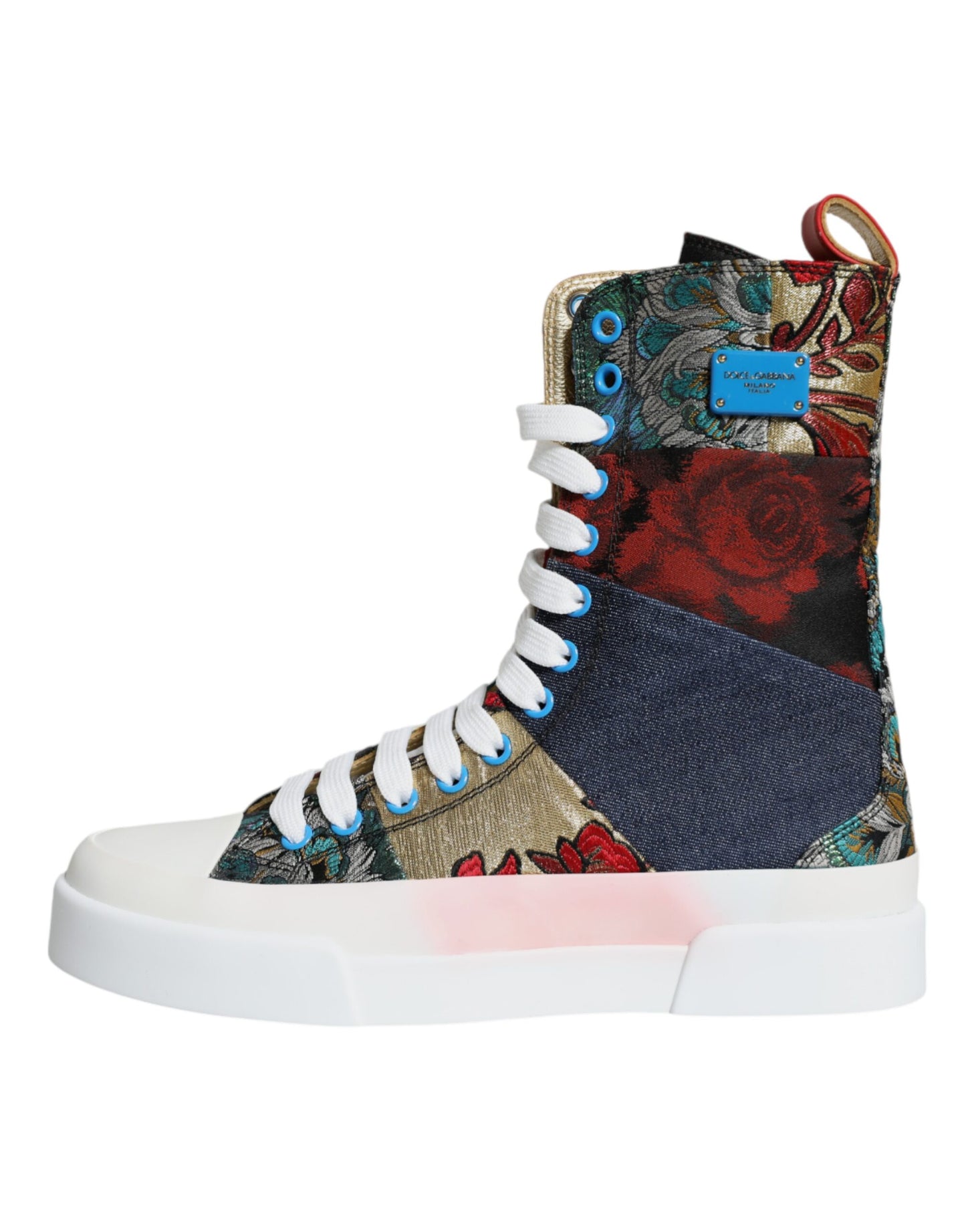 Dolce & Gabbana Multicolor Patchwork Logo High Top Sneakers Shoes EU37 / US7