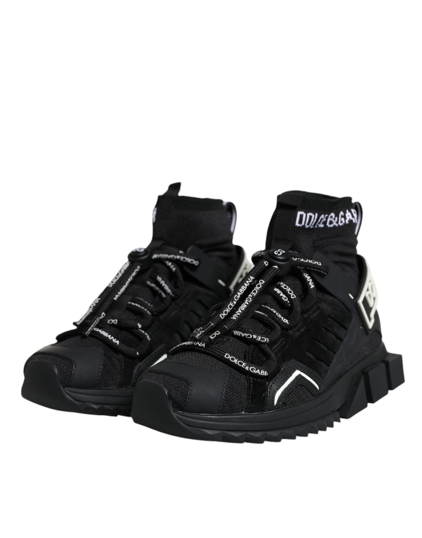 Dolce & Gabbana Black Sorrento Socks Logo Sneakers Shoes EU36.5 / US6.5