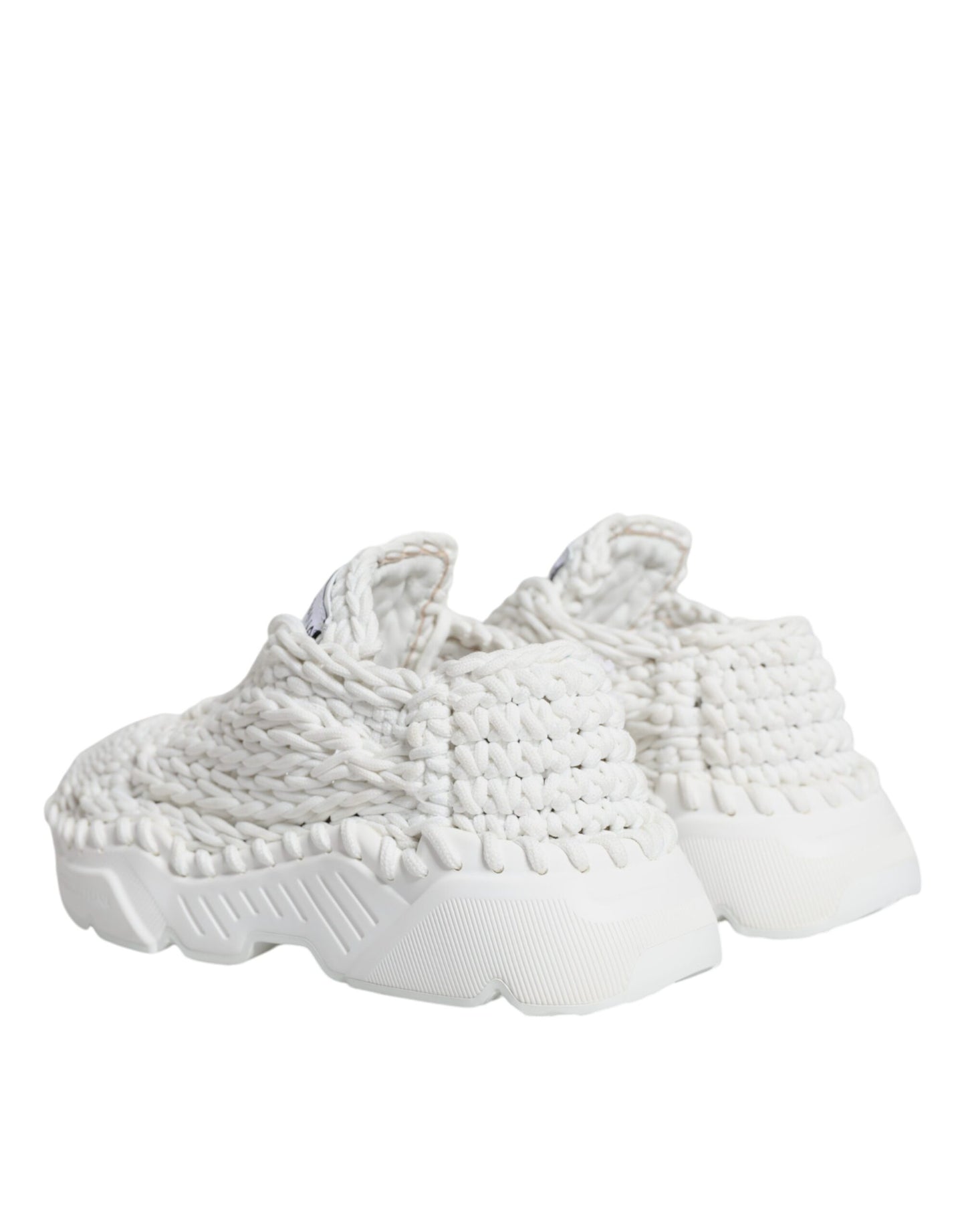 Dolce & Gabbana White Knitted Daymaster Sneakers Shoes EU39 / US9