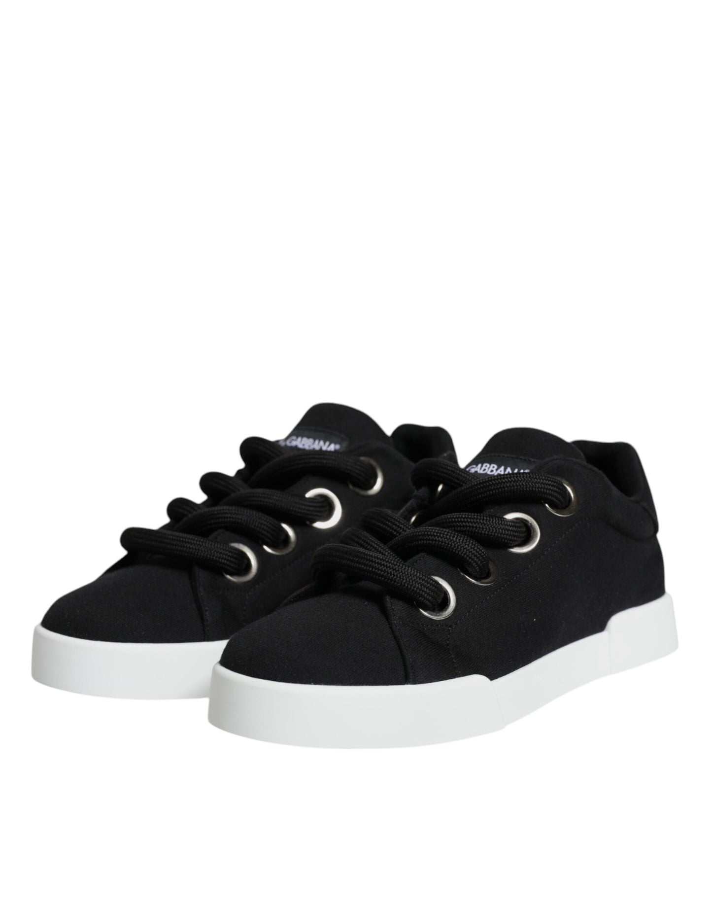 Dolce & Gabbana Black White Portofino Low Top Sneakers Shoes EU40 / US10