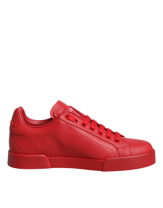 Dolce & Gabbana Red Leather Low Top Women Sneakers Shoes EU39 / US9