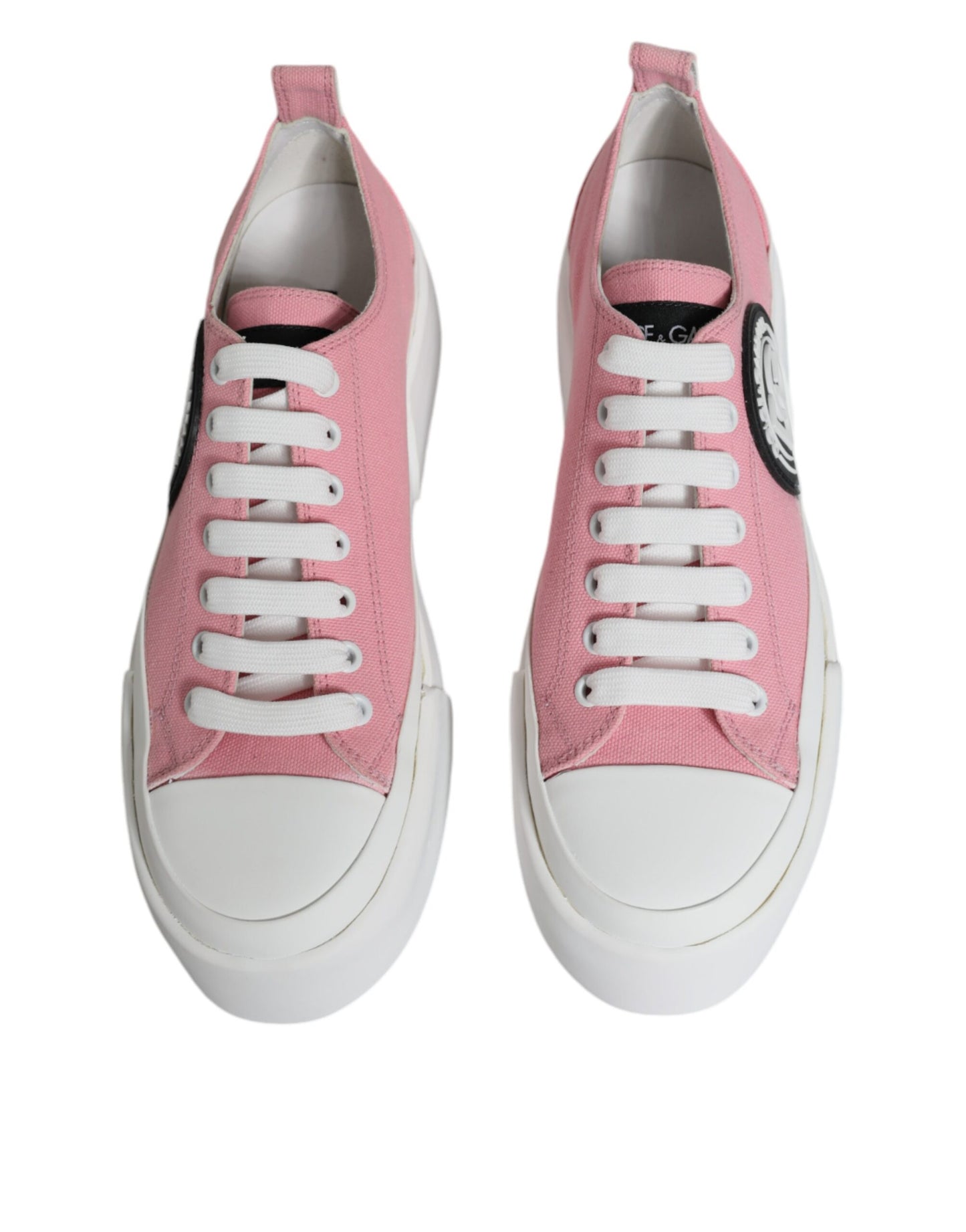 Dolce & Gabbana Pink White Canvas Logo Low Top Sneakers Shoes EU39 / US9