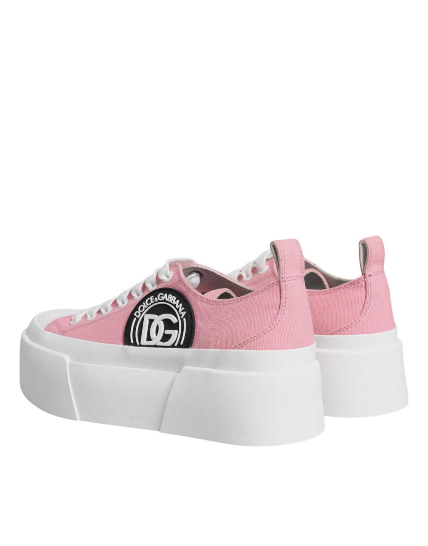 Dolce & Gabbana Pink White Canvas Logo Low Top Sneakers Shoes EU39 / US9