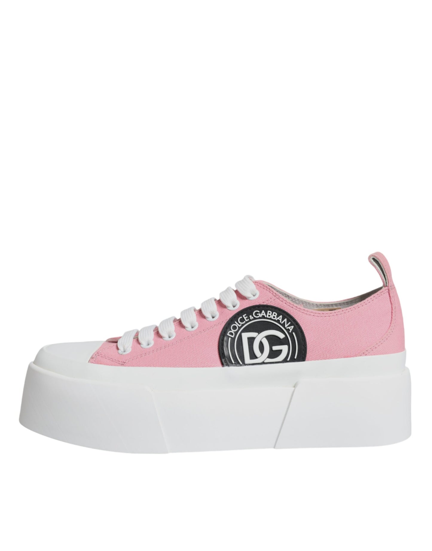 Dolce & Gabbana Pink White Canvas Logo Low Top Sneakers Shoes EU39 / US9