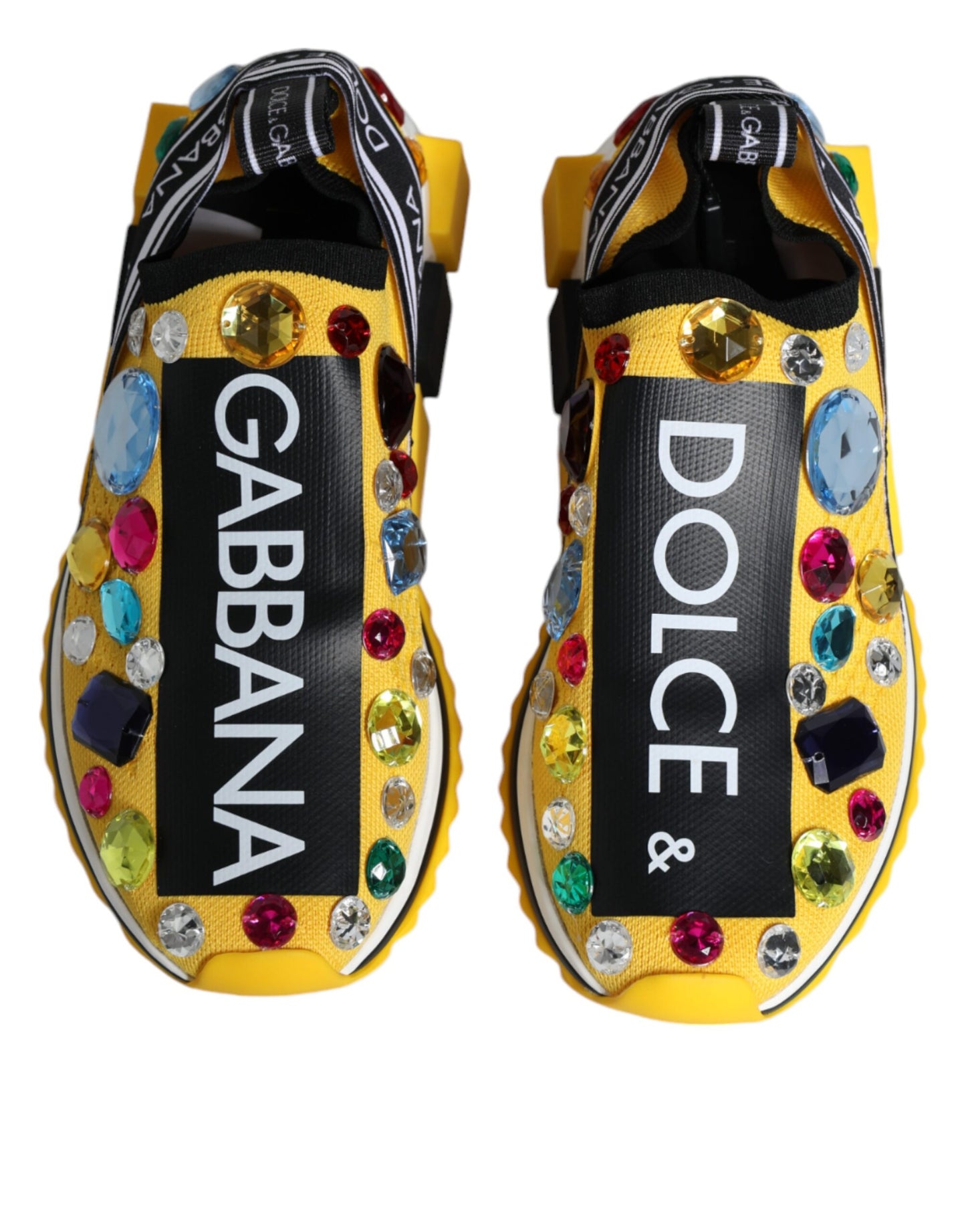 Dolce & Gabbana Yellow Sorrento Crystals Low Top Sneakers Shoes EU36.5 / US6.5