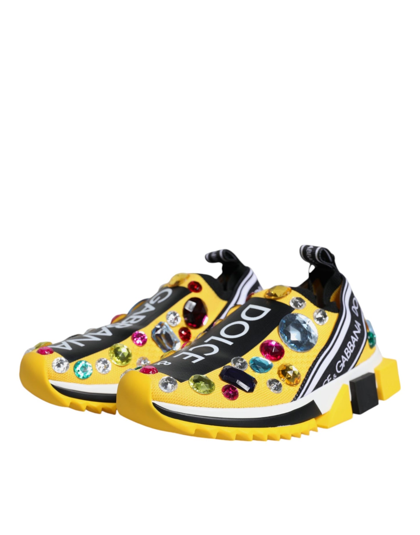 Dolce & Gabbana Yellow Sorrento Crystals Low Top Sneakers Shoes EU36.5 / US6.5