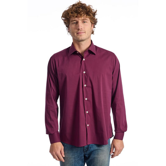 Baldinini Trend Burgundy Cotton Shirt