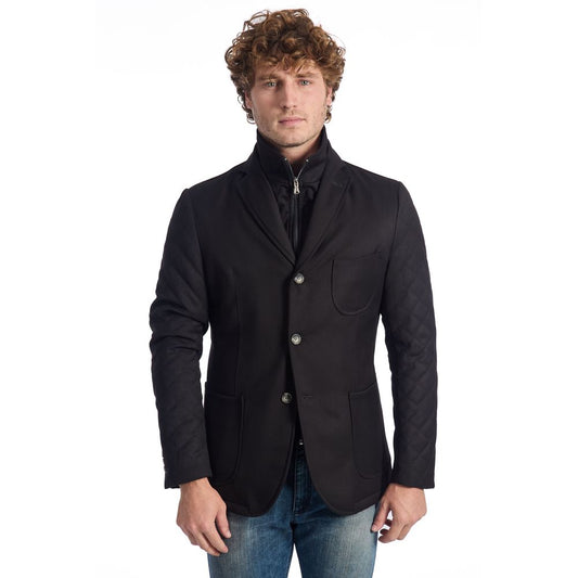 Roberto Pepe Luxury Black Viscose Jacket IT46 | S