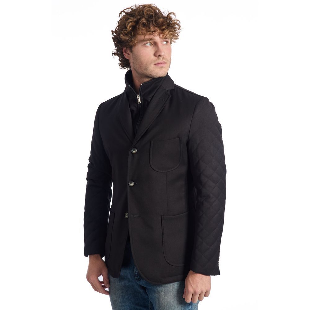 Roberto Pepe Luxury Black Viscose Jacket IT46 | S