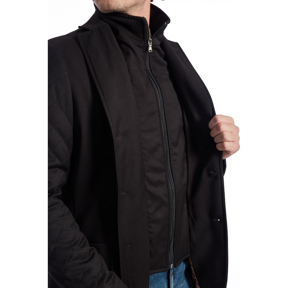 Roberto Pepe Luxury Black Viscose Jacket IT46 | S