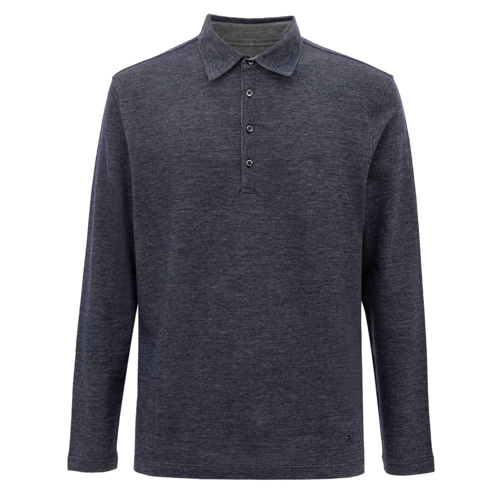 Corneliani Blue Wool Polo Shirt IT50 | L