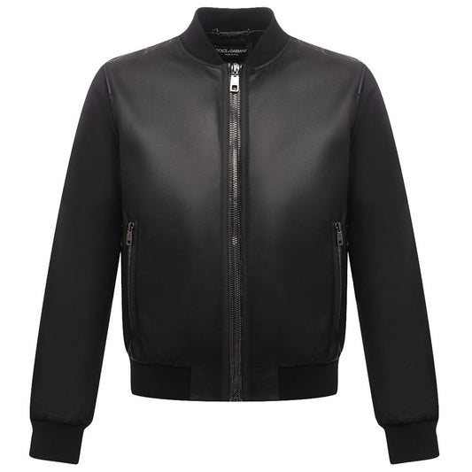 Dolce & Gabbana Black Leather Di Lambskin Jacket IT44 / XS