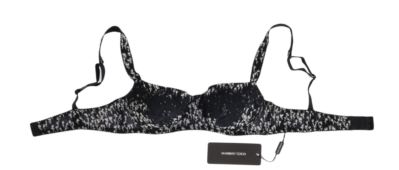 Dolce & Gabbana Elegant Black Floral Lace Silk Bra IT2 / S