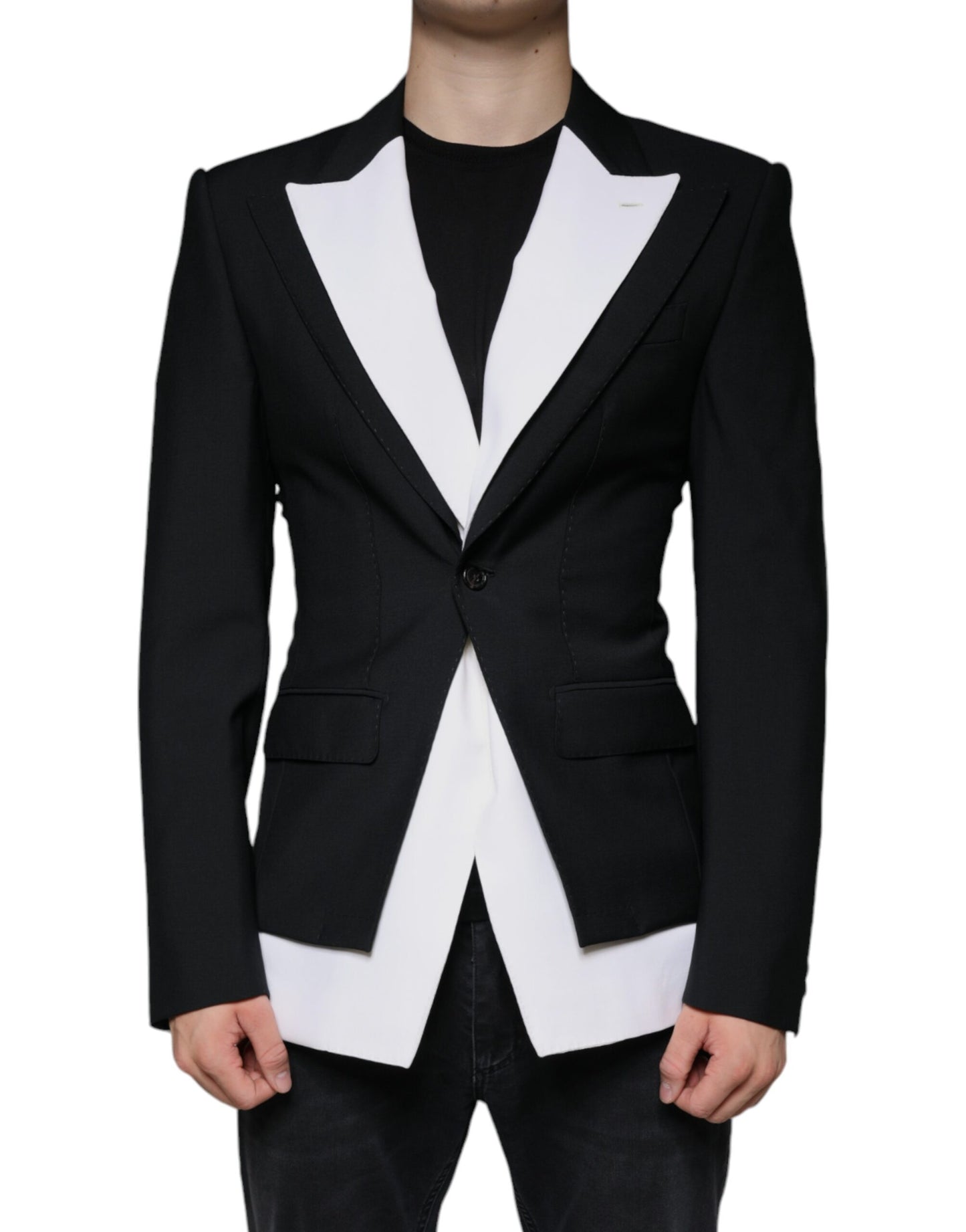 Dolce & Gabbana Black White Single Breasted Dress Blazer IT50 / L