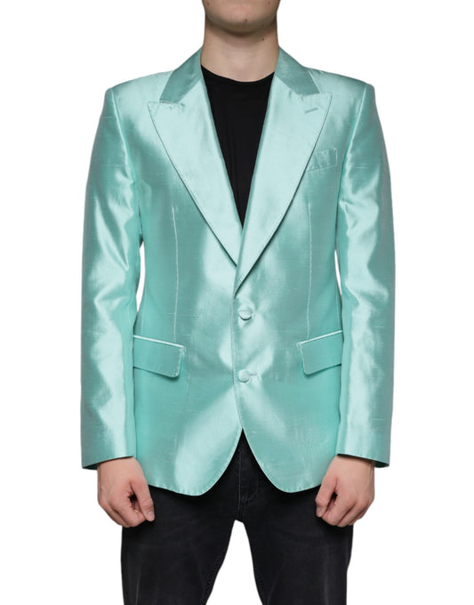 Dolce & Gabbana Mint Green Silk Single Breasted Coat Blazer IT50 / L