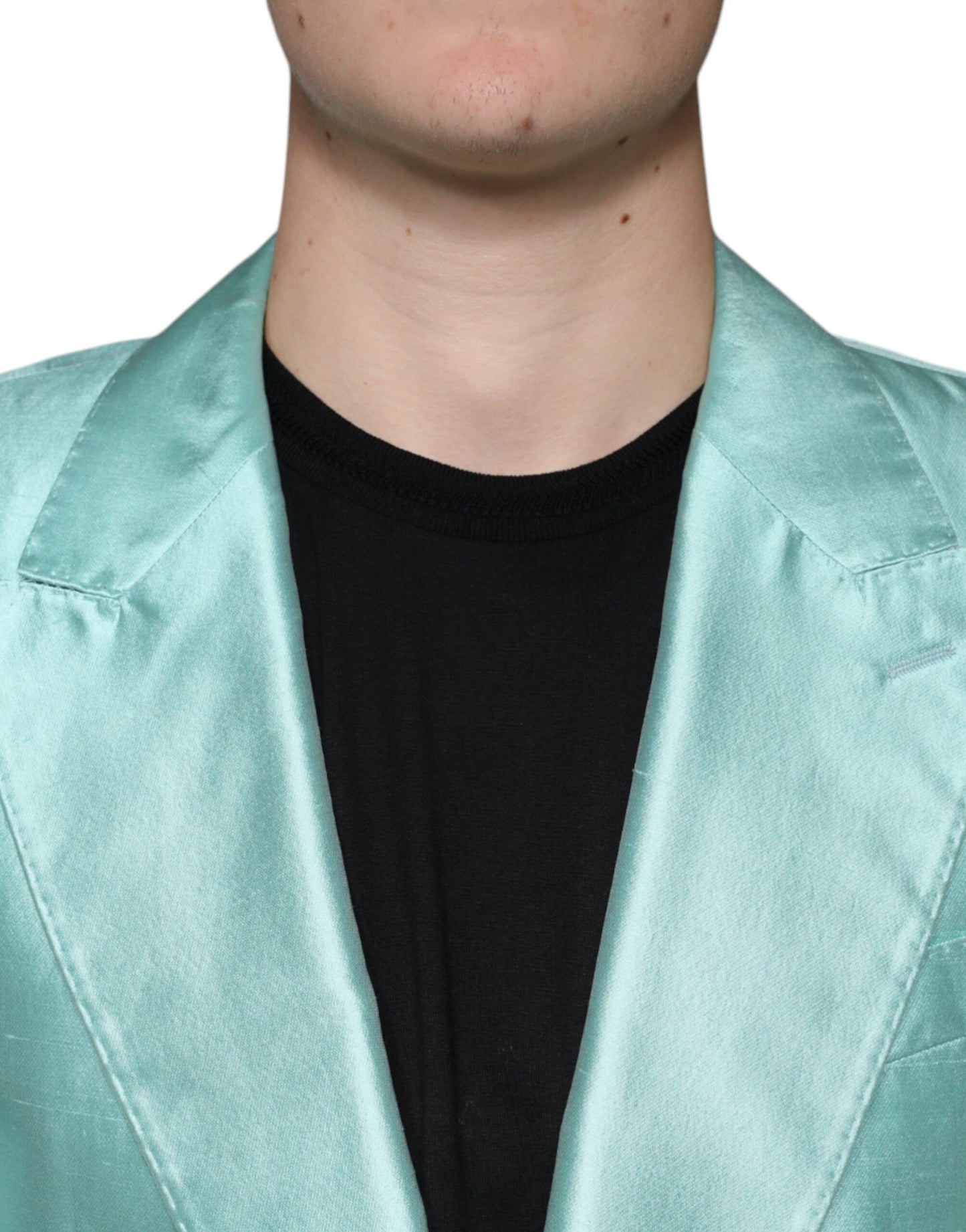 Dolce & Gabbana Mint Green Silk Single Breasted Coat Blazer IT50 / L