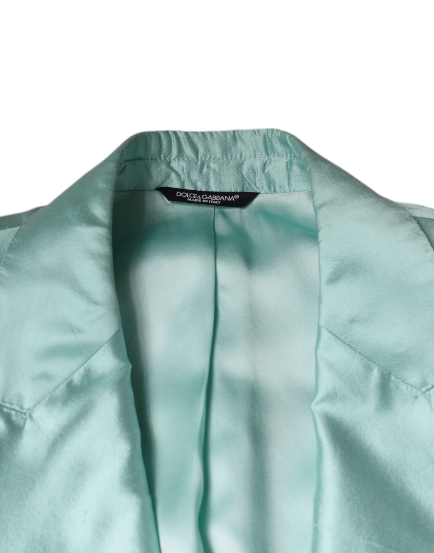 Dolce & Gabbana Mint Green Silk Single Breasted Coat Blazer IT50 / L