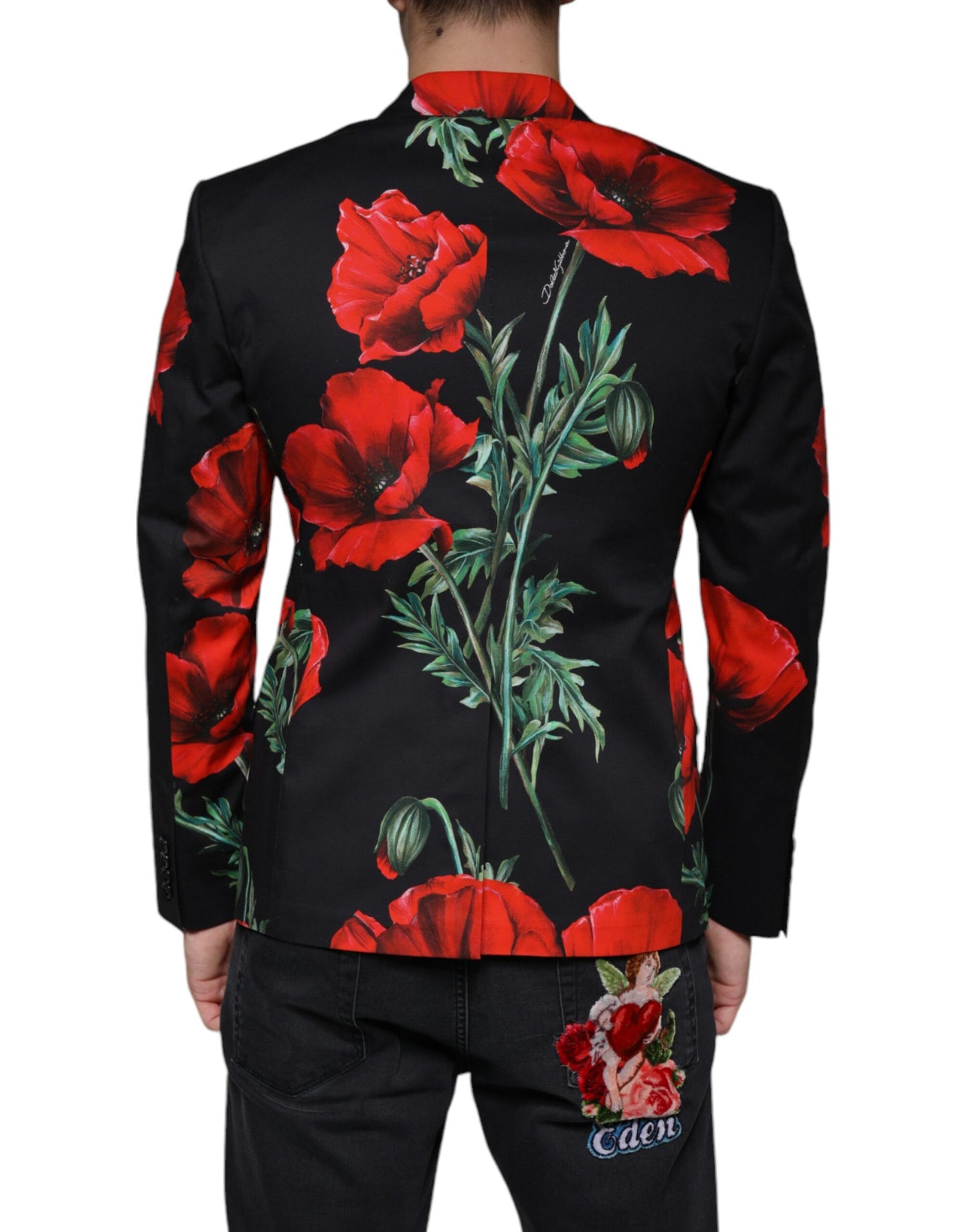 Dolce & Gabbana Black Floral Double Breasted Dress Blazer IT48 / M