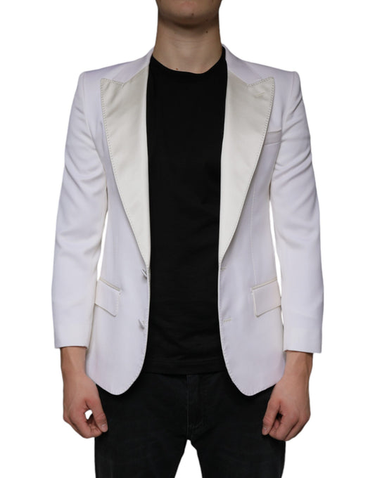 Dolce & Gabbana Off White Wool Single Breasted Dress Blazer IT46 / S