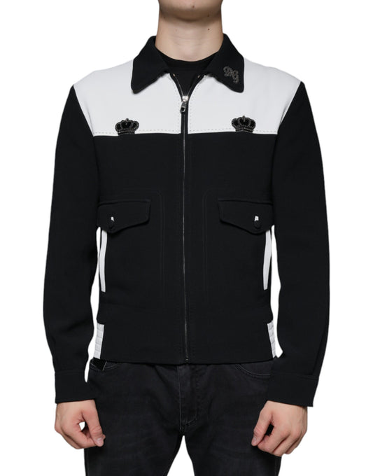 Dolce & Gabbana Black White DG Crown Full Zip Blouson Jacket IT46 / S