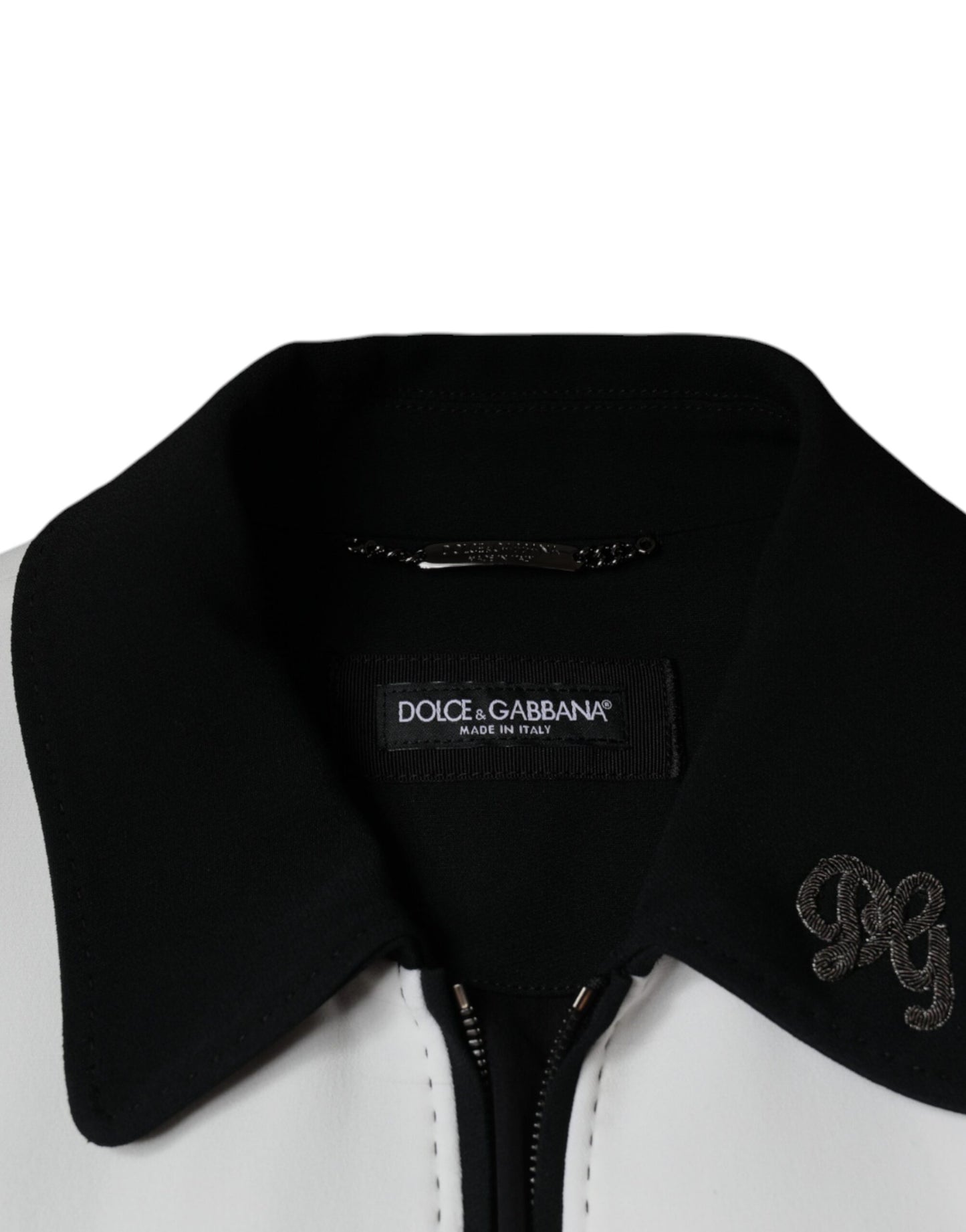 Dolce & Gabbana Black White DG Crown Full Zip Blouson Jacket IT46 / S