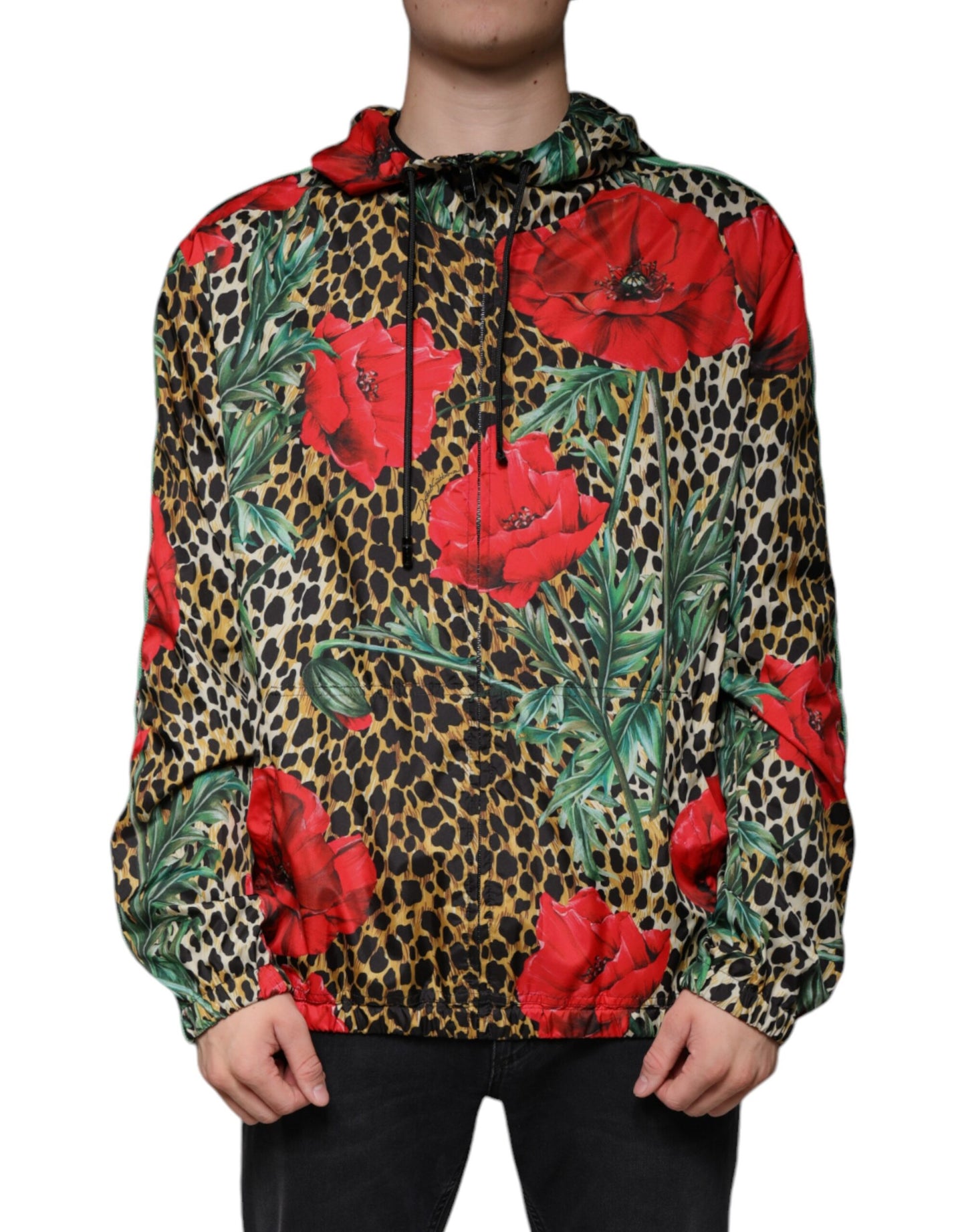 Dolce & Gabbana Multicolor Leopard Floral Hooded Jacket IT50 / L