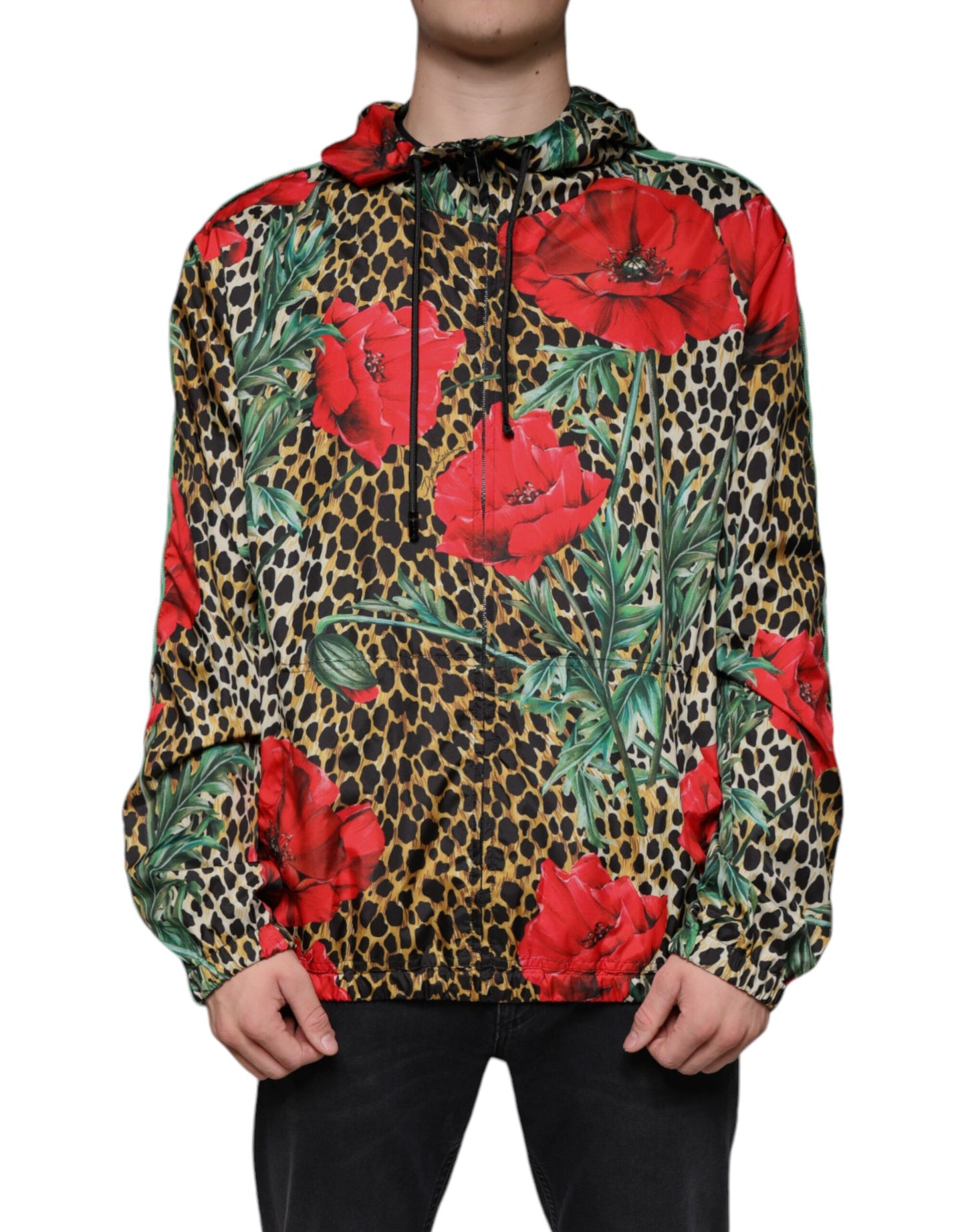 Dolce & Gabbana Multicolor Leopard Floral Hooded Jacket IT50 / L