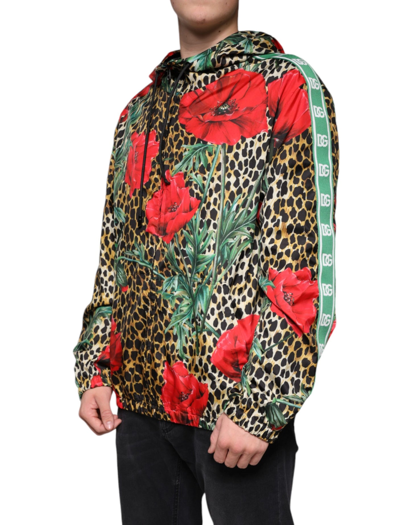 Dolce & Gabbana Multicolor Leopard Floral Hooded Jacket IT50 / L