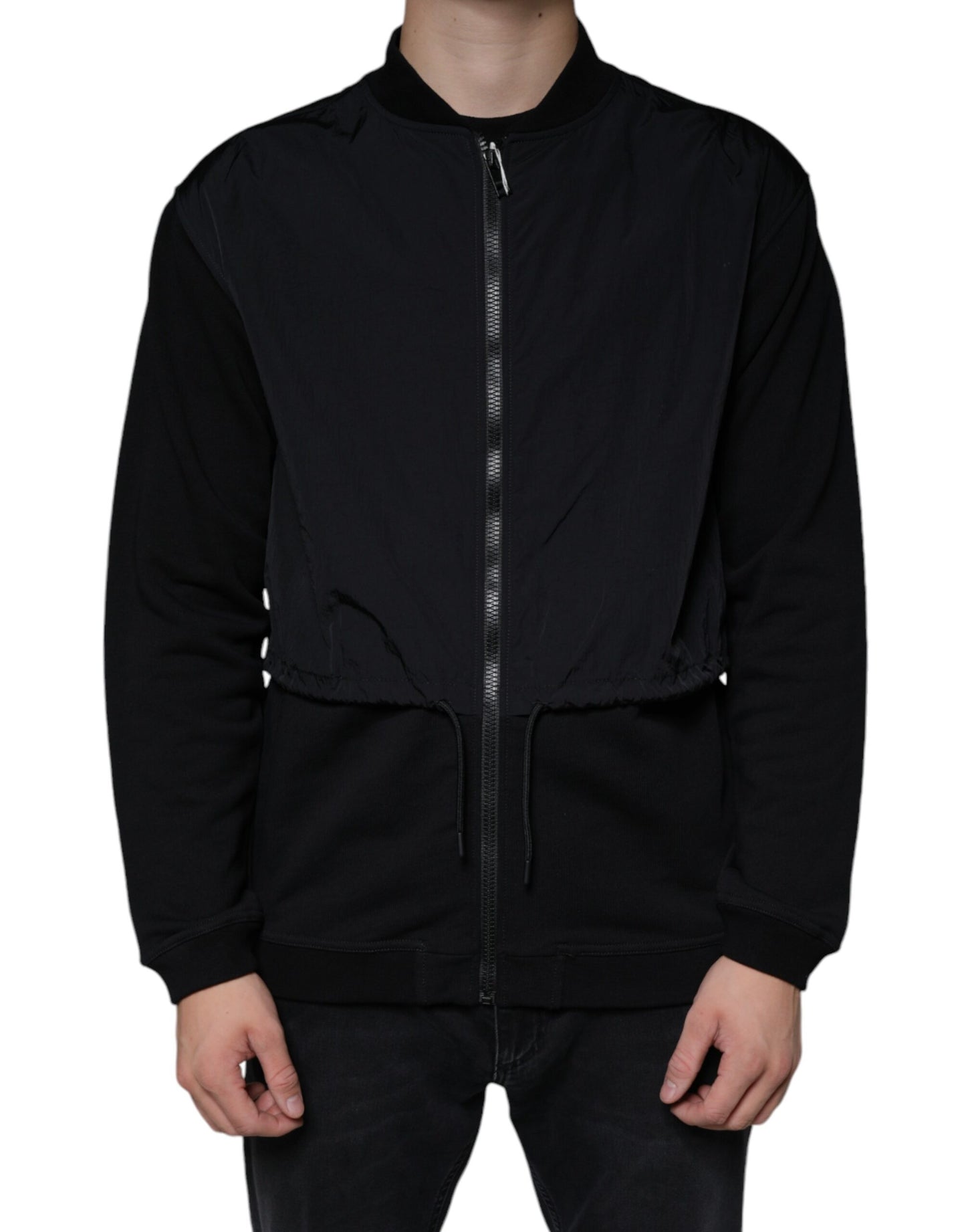 MSGM Black Cotton Full Zip Bomber Long Sleeves Jacket IT48 | M