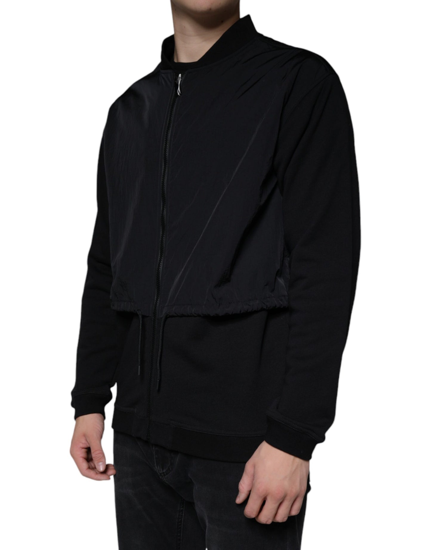 MSGM Black Cotton Full Zip Bomber Long Sleeves Jacket IT48 | M