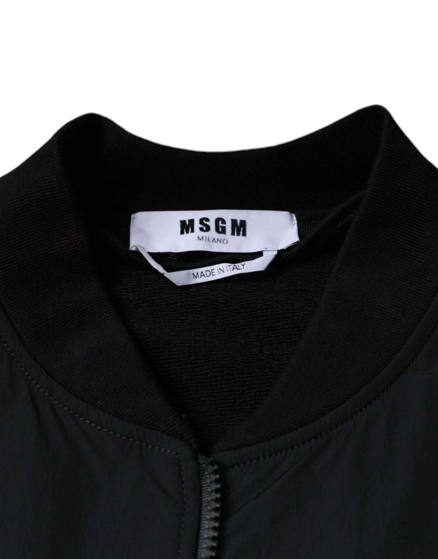 MSGM Black Cotton Full Zip Bomber Long Sleeves Jacket IT48 | M