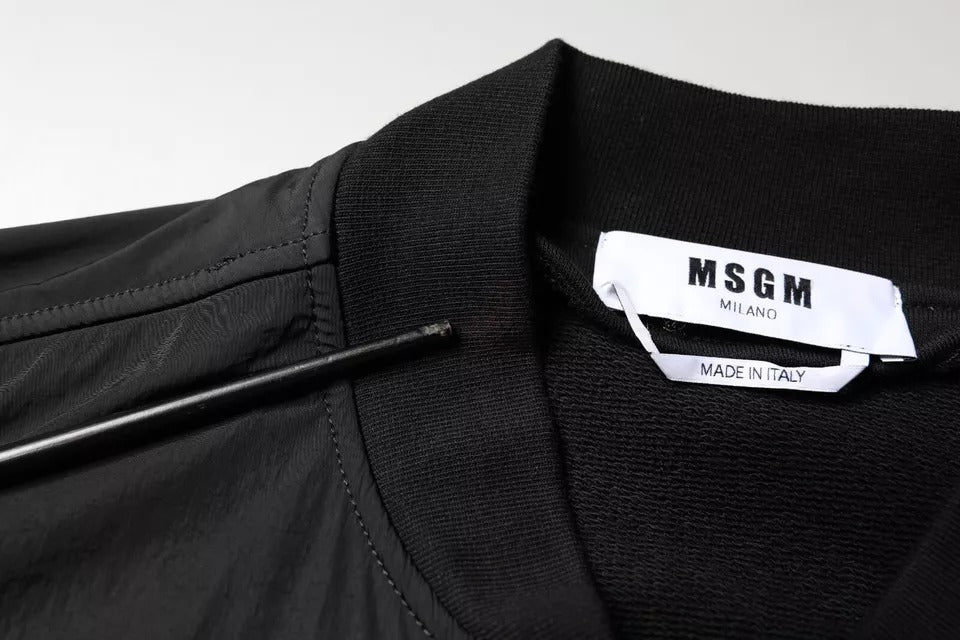 MSGM Black Cotton Full Zip Bomber Long Sleeves Jacket IT48 | M