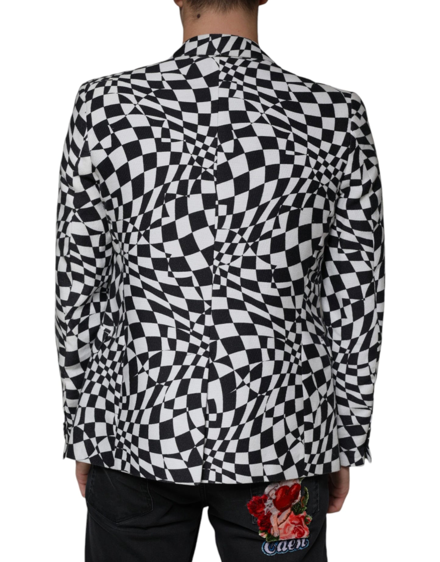 John Richmond Black White Checkered Crystal Single Breasted Blazer IT48 | M