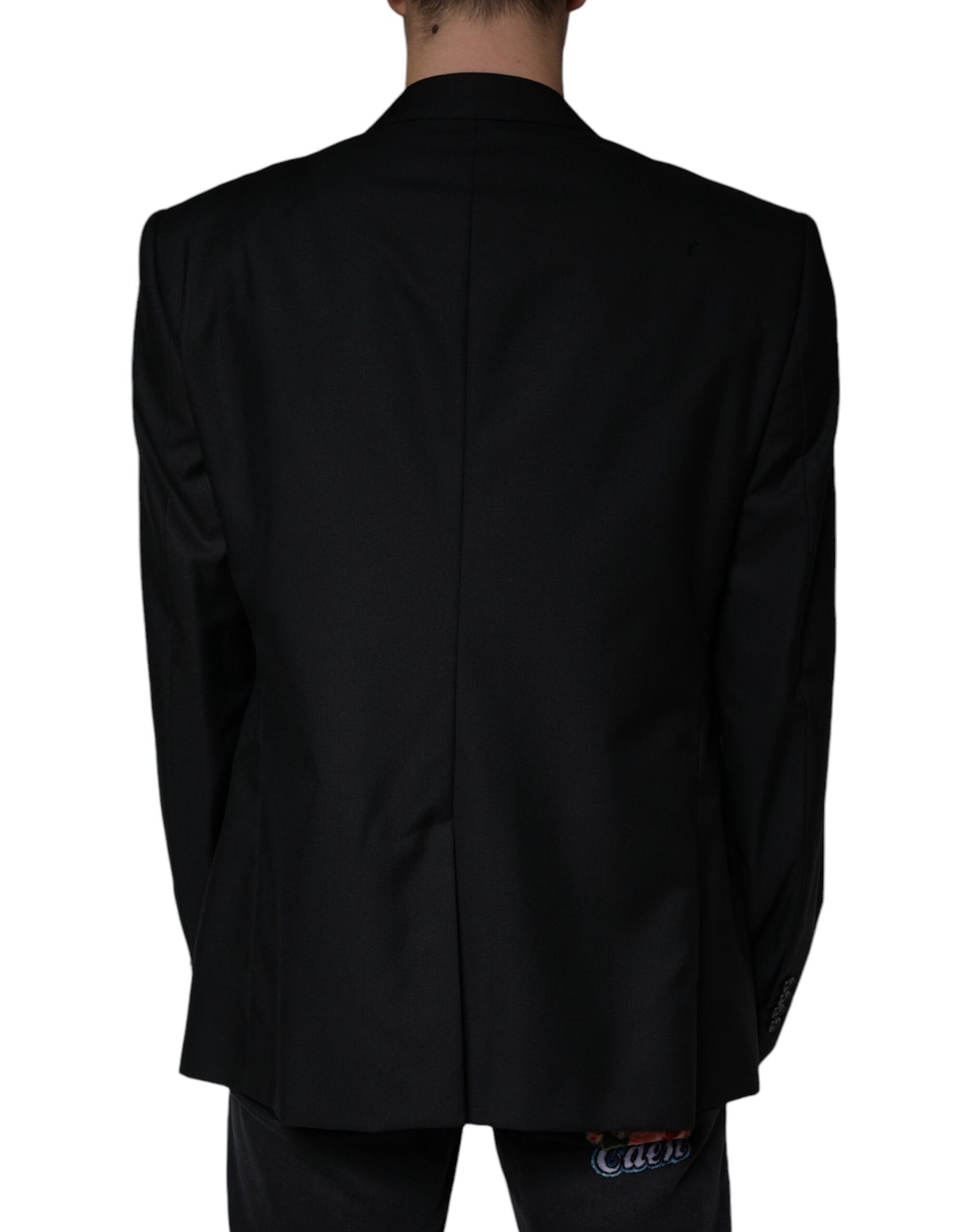 Dolce & Gabbana Black Wool Single Breasted Men Coat Blazer IT60 / 3XL