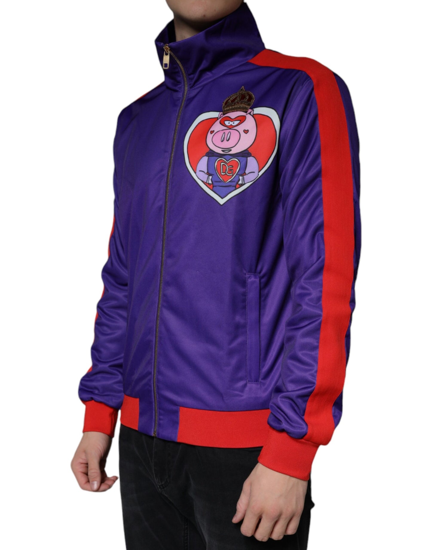 Dolce & Gabbana Purple YEAR OF THE PIG Full Zip Bomber Jacket IT48 / M