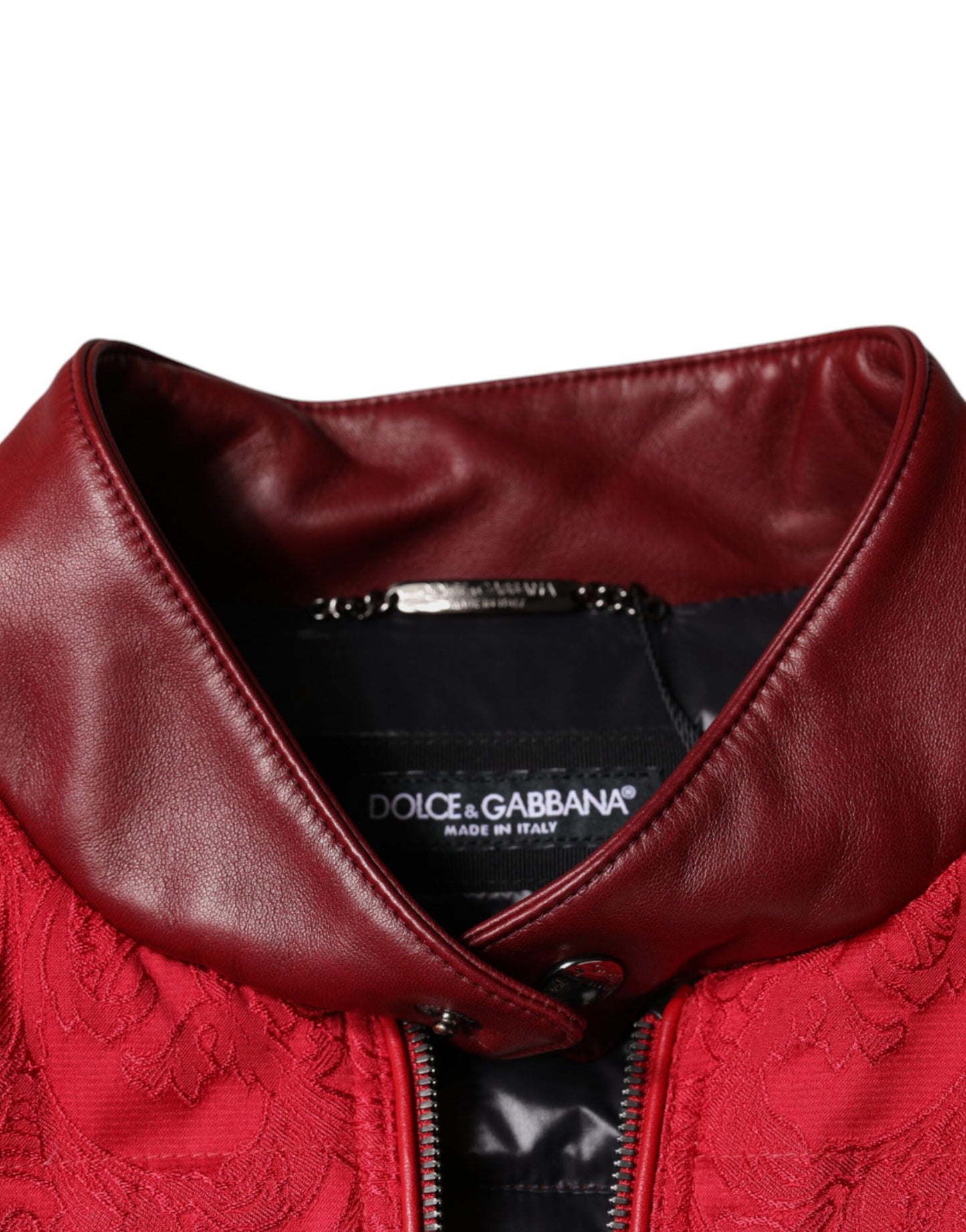 Dolce & Gabbana Red Quilted Bomber Gold Crown Logo Jacket IT52 / XL