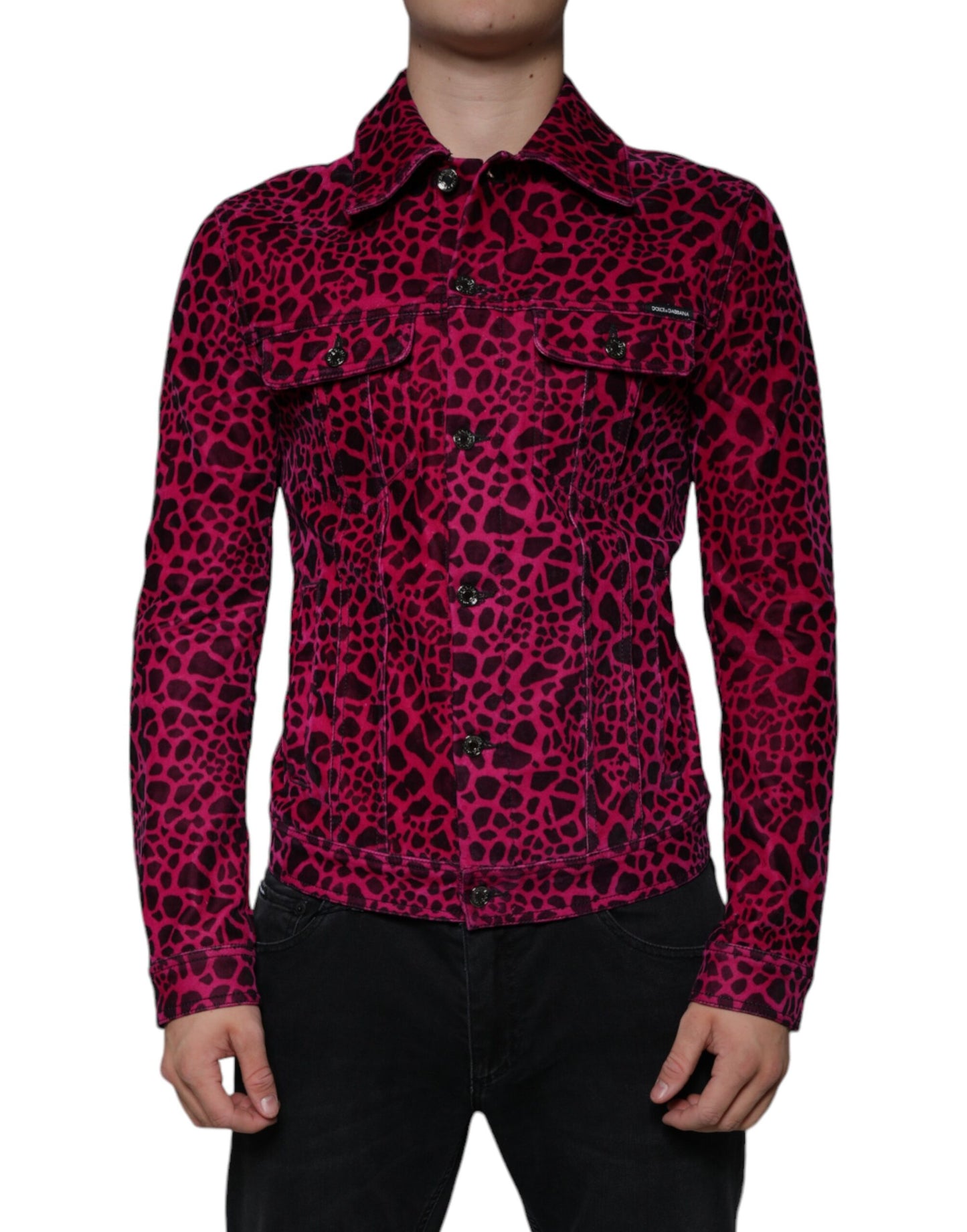 Dolce & Gabbana Fuchsia Leopard Button Down Collared Jacket IT48 / M