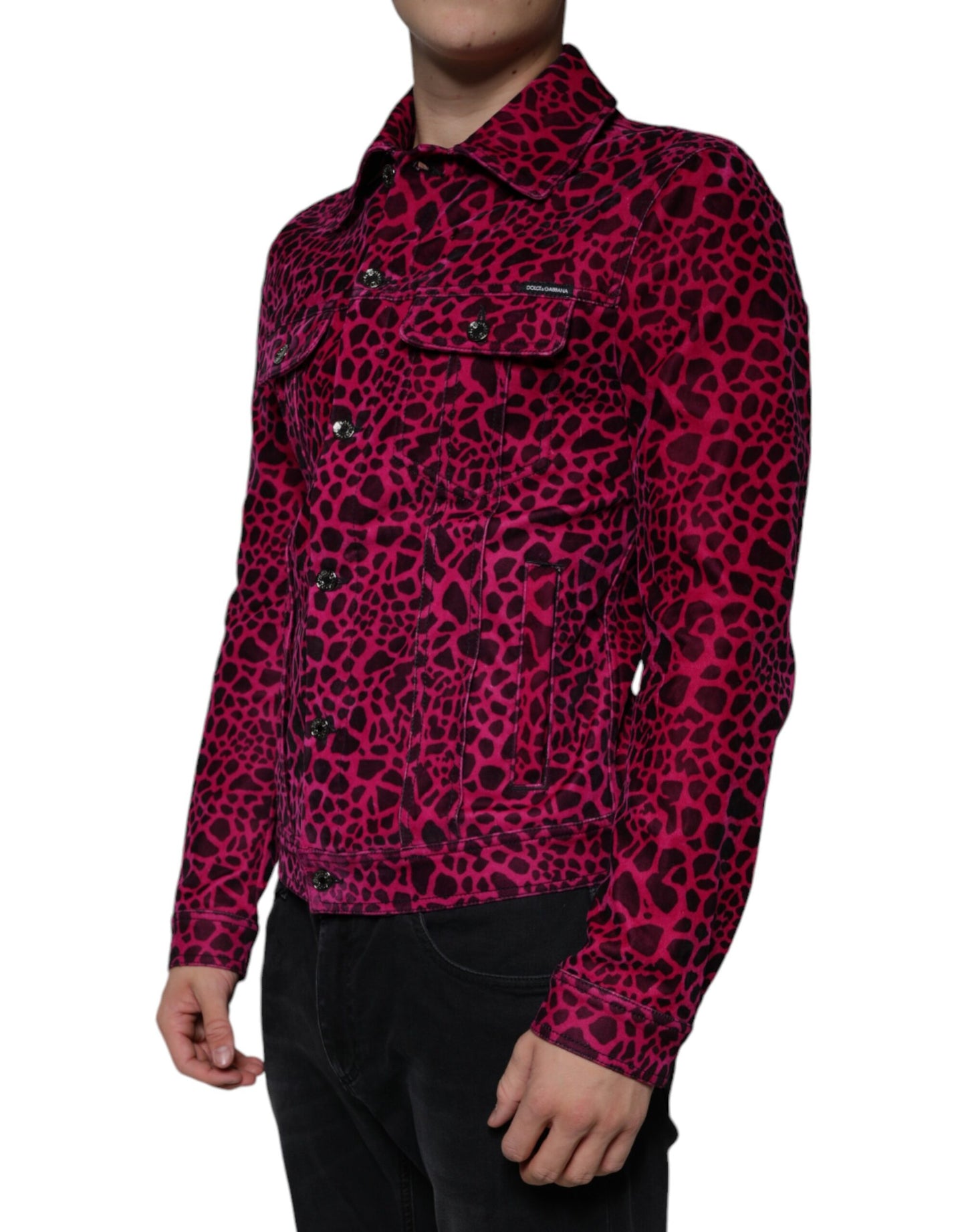 Dolce & Gabbana Fuchsia Leopard Button Down Collared Jacket IT48 / M