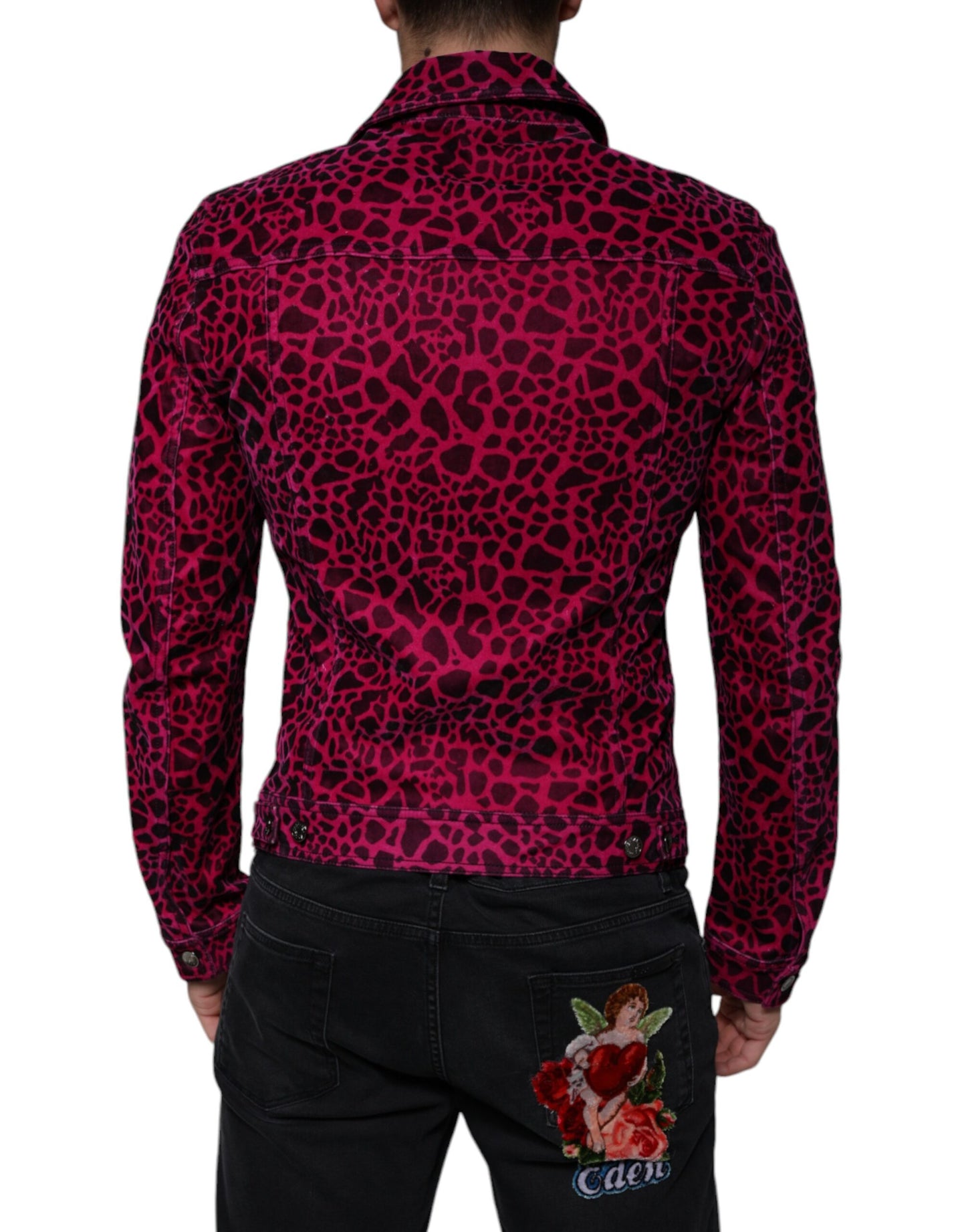 Dolce & Gabbana Fuchsia Leopard Button Down Collared Jacket IT48 / M