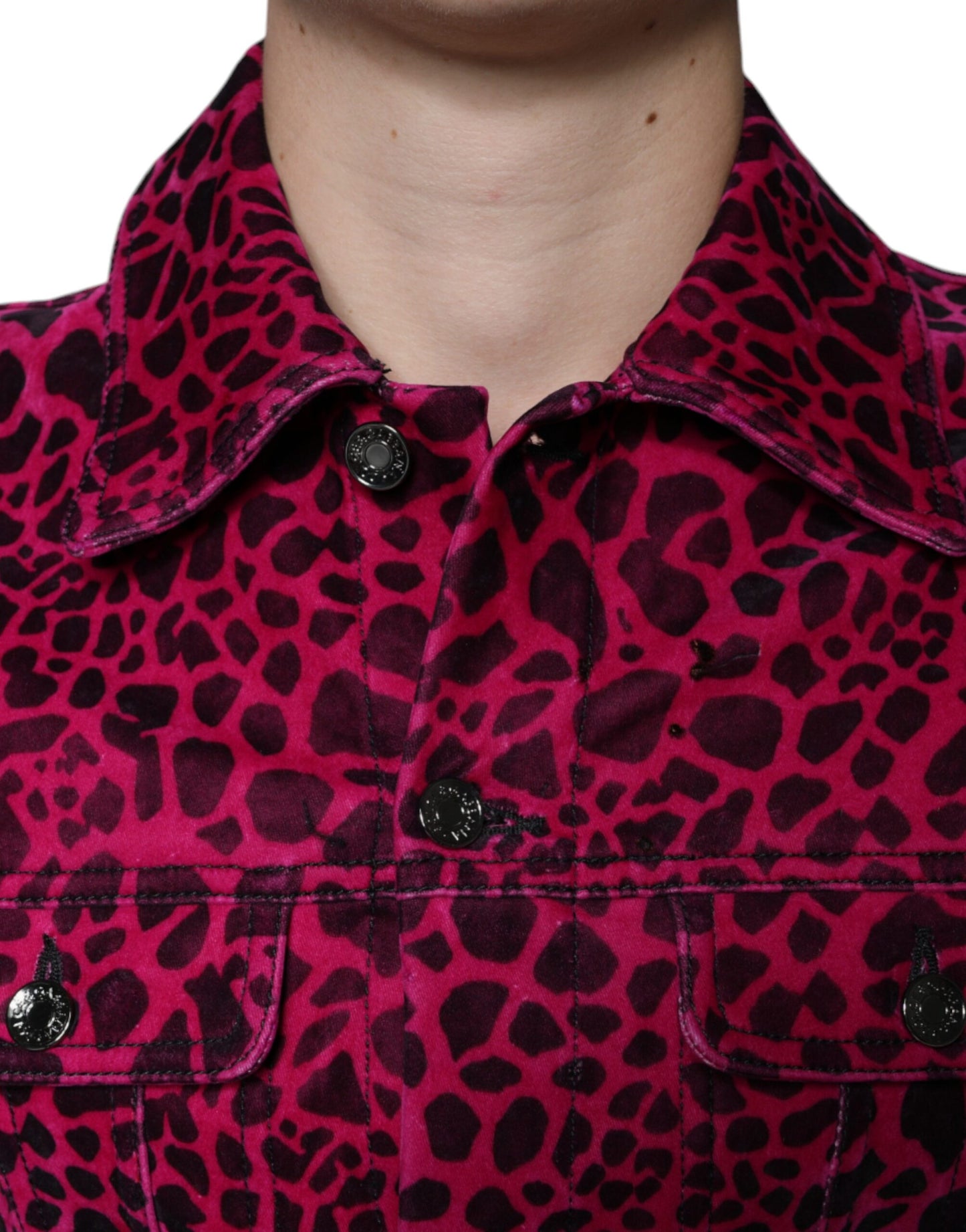 Dolce & Gabbana Fuchsia Leopard Button Down Collared Jacket IT48 / M