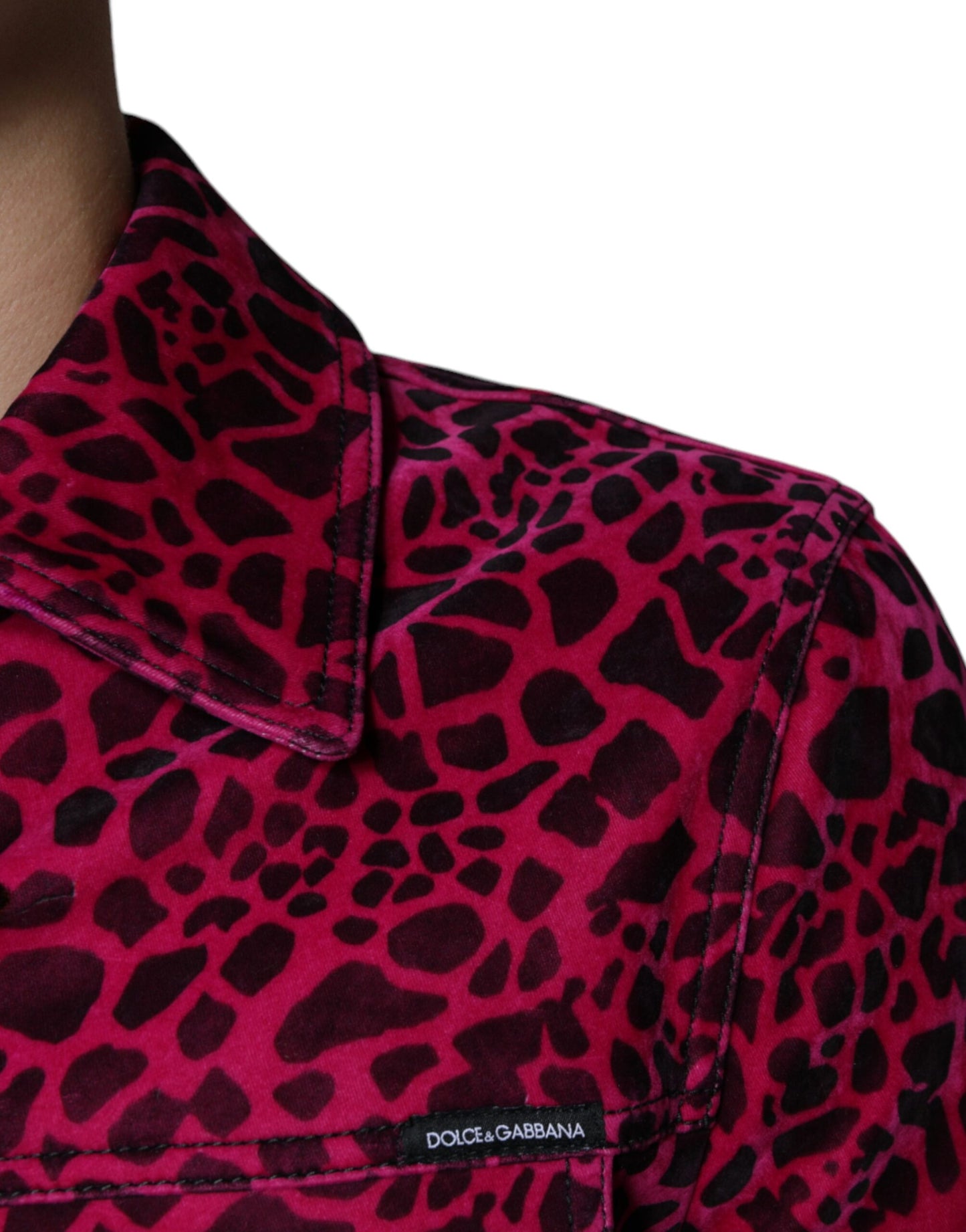 Dolce & Gabbana Fuchsia Leopard Button Down Collared Jacket IT48 / M